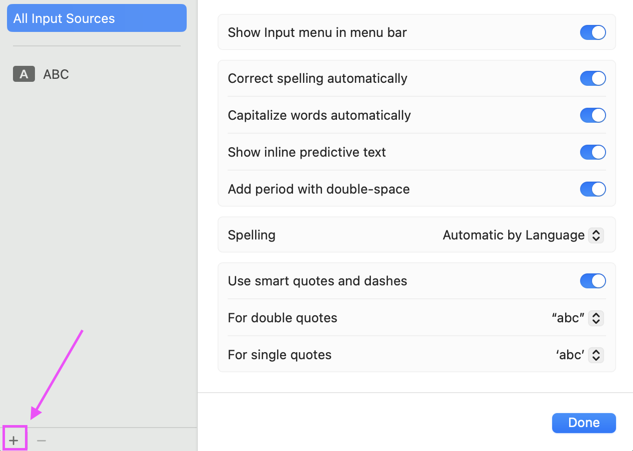 Dialogue to add a new input source.